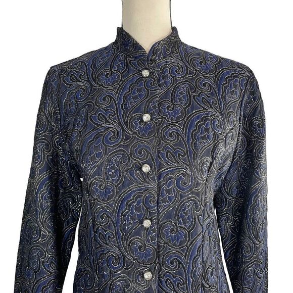 MSK Button Up Blazer Jacket Navy Blue - Picture 2 of 8